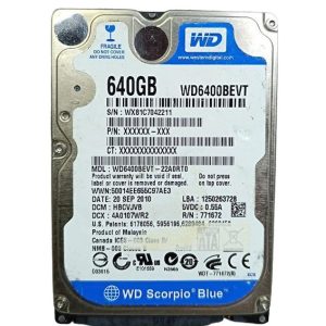 هارد لپ تاپی وسترن دیجیتال ظرفیت 640 گیگابایت مدل WD6400BPVT کارکرده